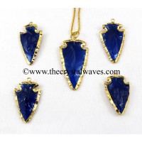 Blue Color Glass Gold Electroplated Arrowhead 